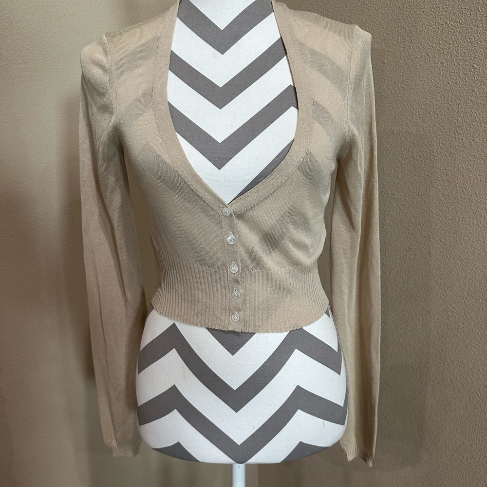 Grade & Gather Tan Cropped Cardigan